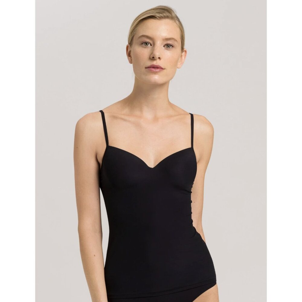 HANRO Allure Padded Bra Camisole Top in Black Size 36B Minimalist Stretch